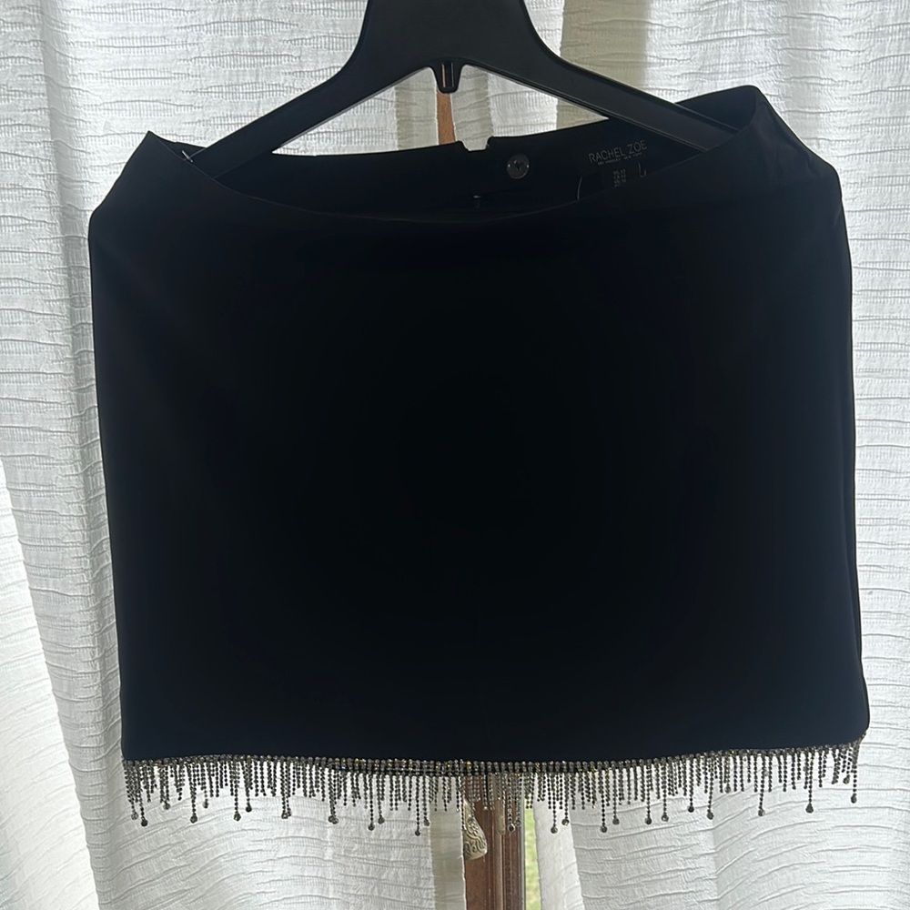 Elegant Black Skirt with Beaded Hem Rachel Zoe Rhinestone Accent - Perfect